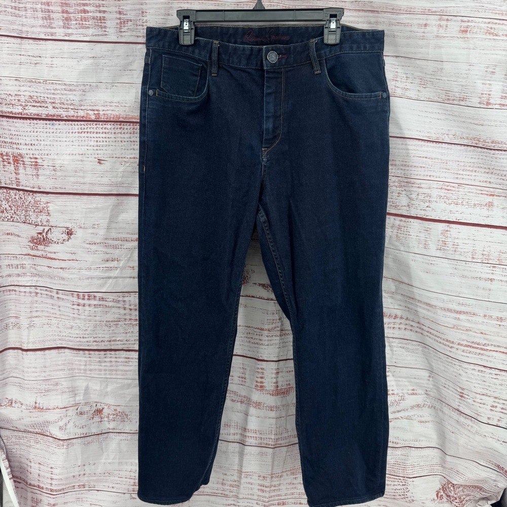 Robert Graham Classic Yates Jeans Mens 36x29 Blue Dark Wash Straight Denim Pants